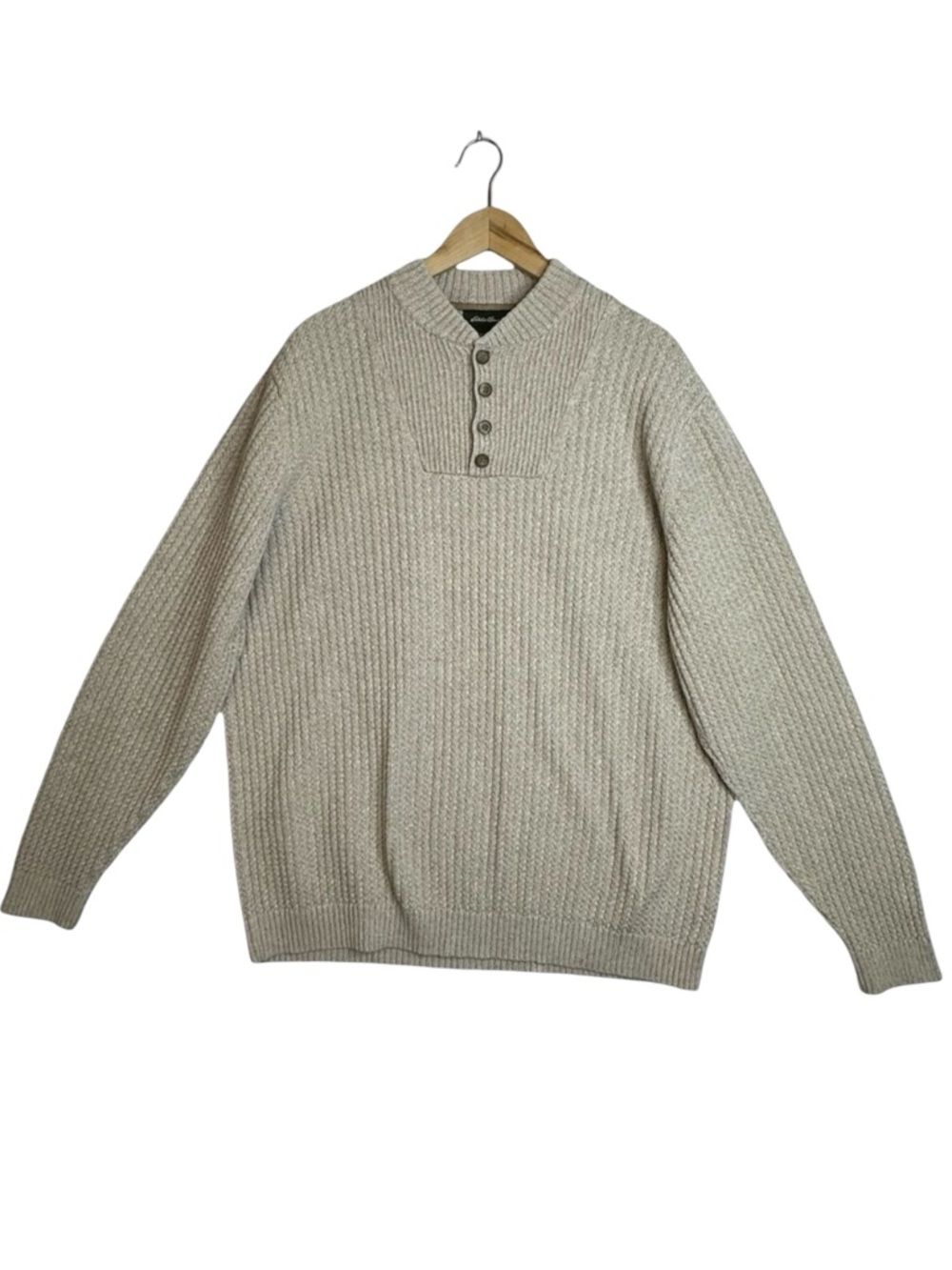 Eddie Bauer Y2K  100% Cotton Beige Sweater Size XL TALL